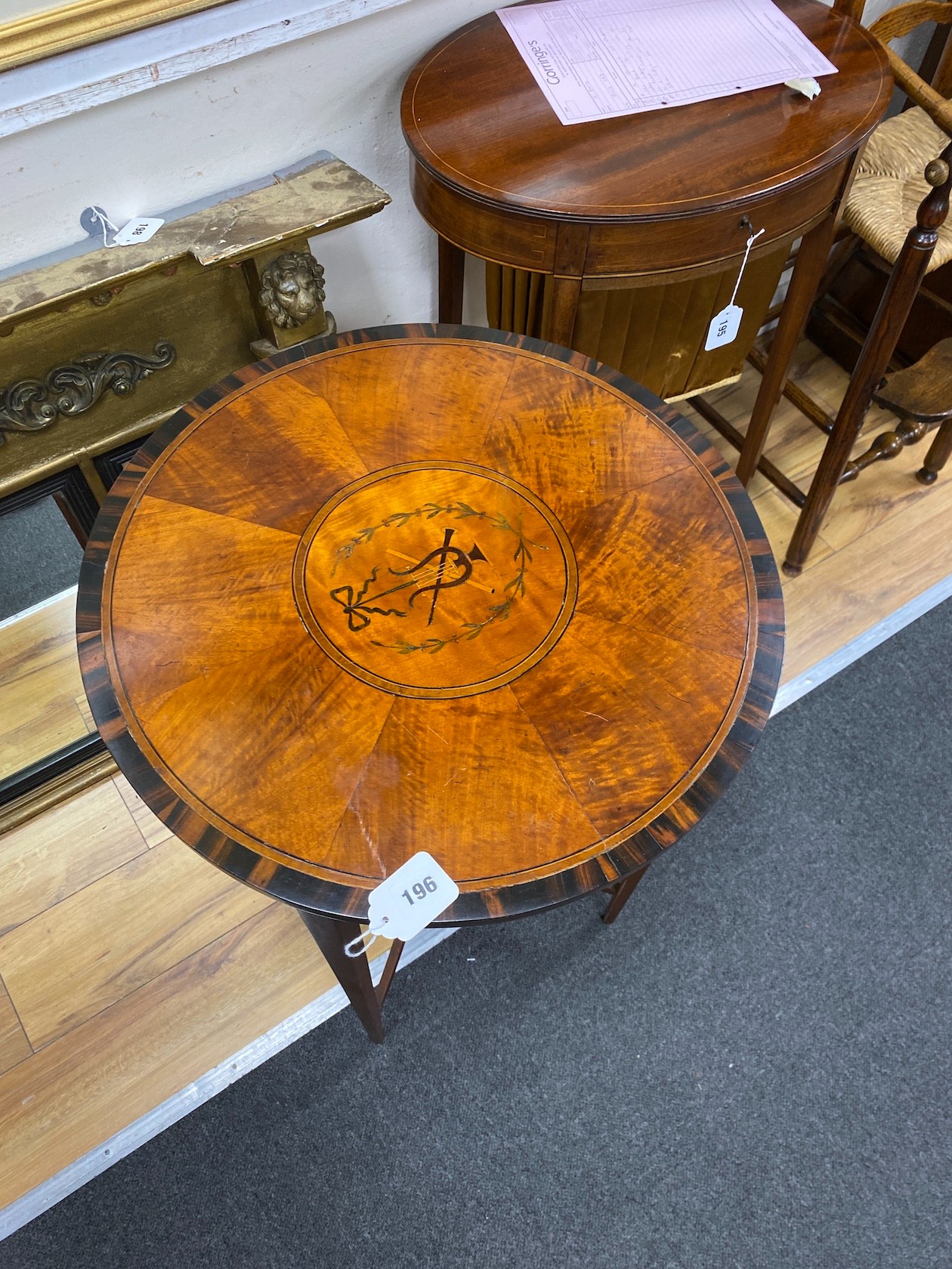 An Edwardian coromandel banded inlaid satinwood circular occasional table, diameter 51cm, height 72cm